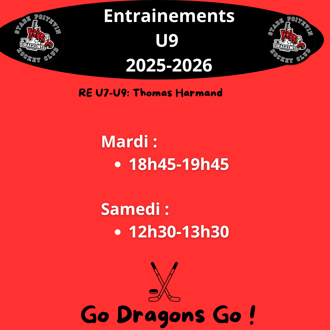 Stade Poitevin Hockey Club - 2 HORAIRES ENTRAINEMENT U9 2025 2026