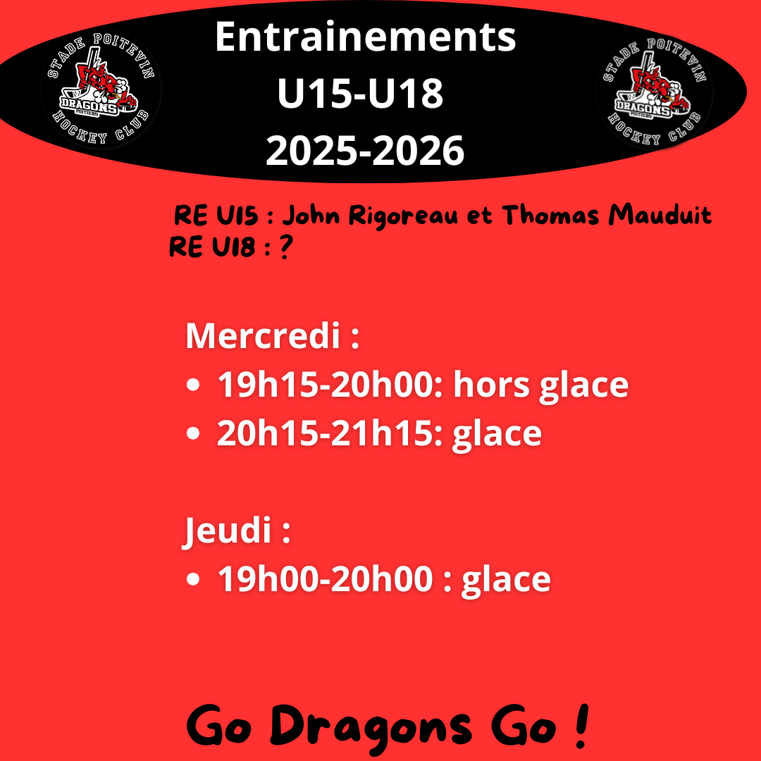Stade Poitevin Hockey Club - 4 HORAIRES ENTRAINEMENTS U15 U18 2025 26