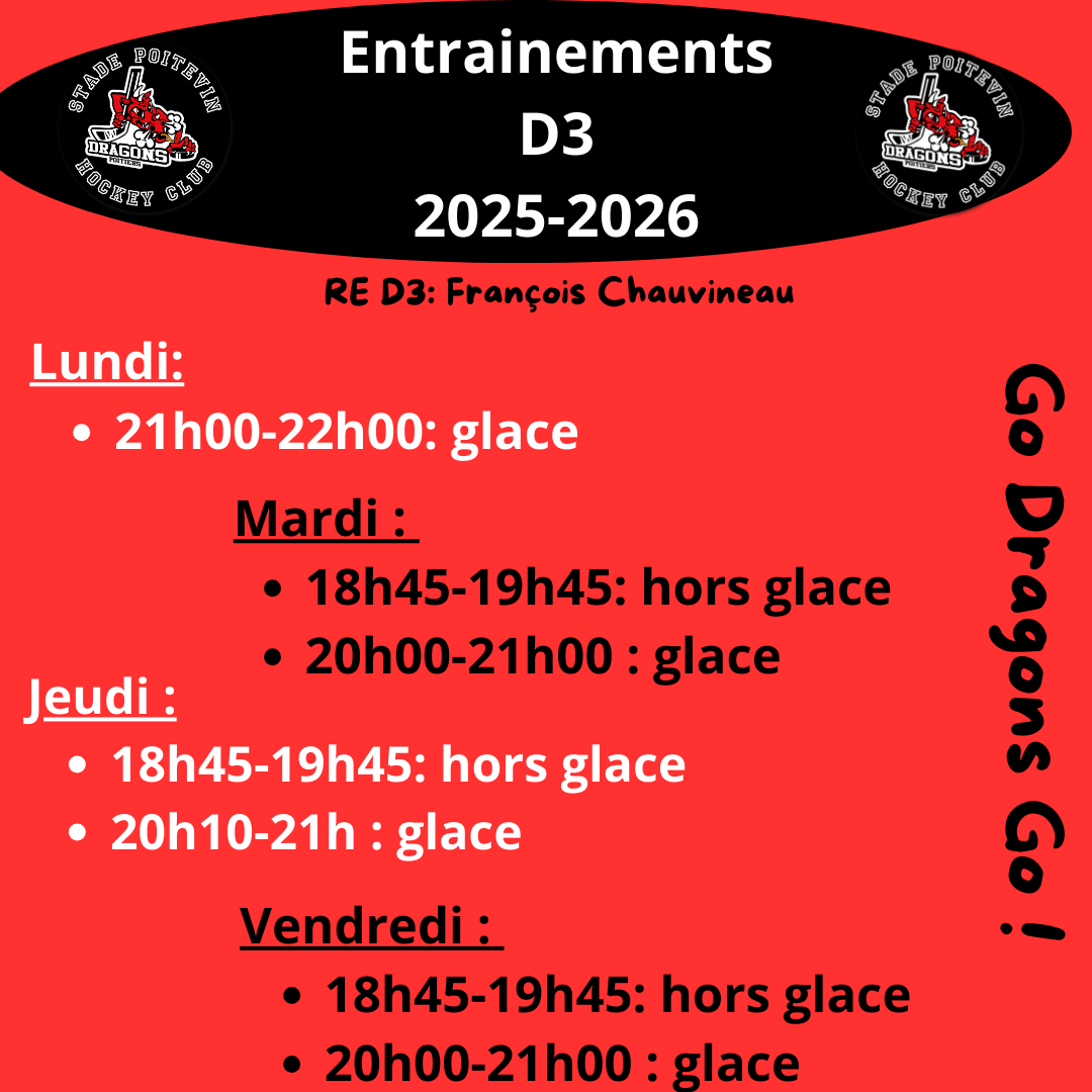 Stade Poitevin Hockey Club - 8 HORAIIRES ENTRAINEMENTS D3 2025 26